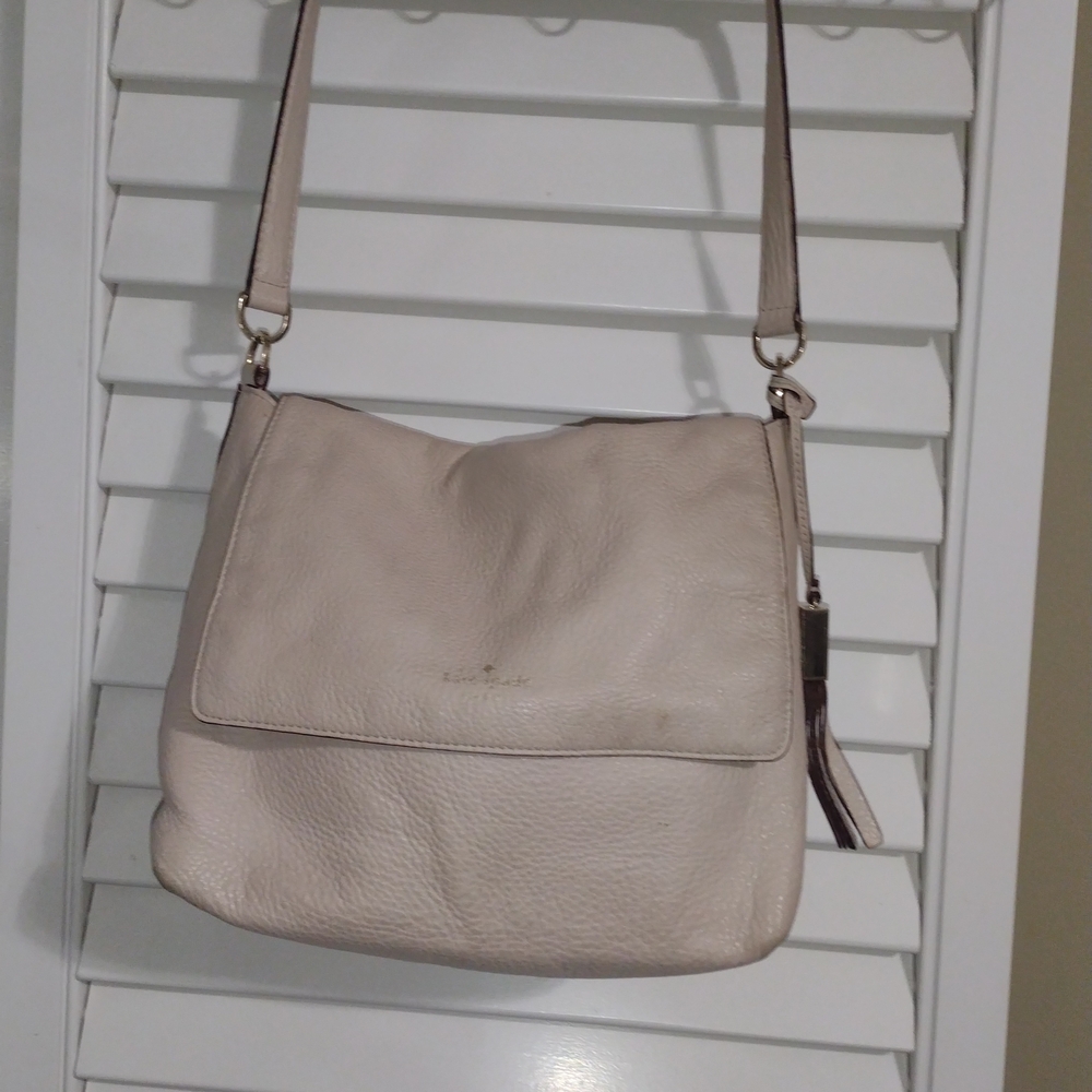 kate spade Cream Pebble Leather Shoulder Flap Hobo Bag